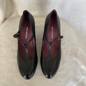 Eric Michael Black Leather Mary Jane Wedge